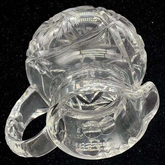 Vintage Clear Cut Crystal Pinwheel Creamer Pitcher 4”T 4.5”W - Picture 5 of 6